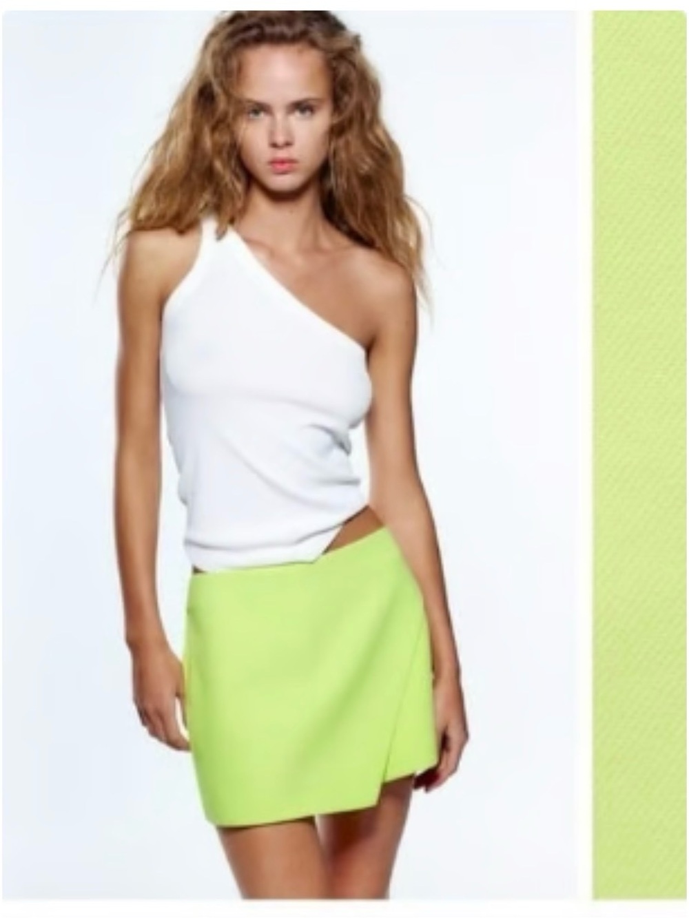 NWT Zara yellow green asymmetric skirt / skort - S